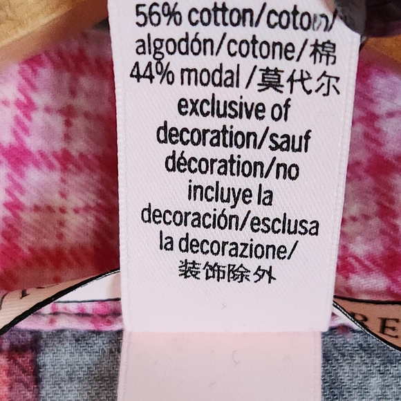 Victorias Secret Pink Red Black Plaid Patchwork Sleep Shirt Long Button Pj Dress - Picture 8 of 9